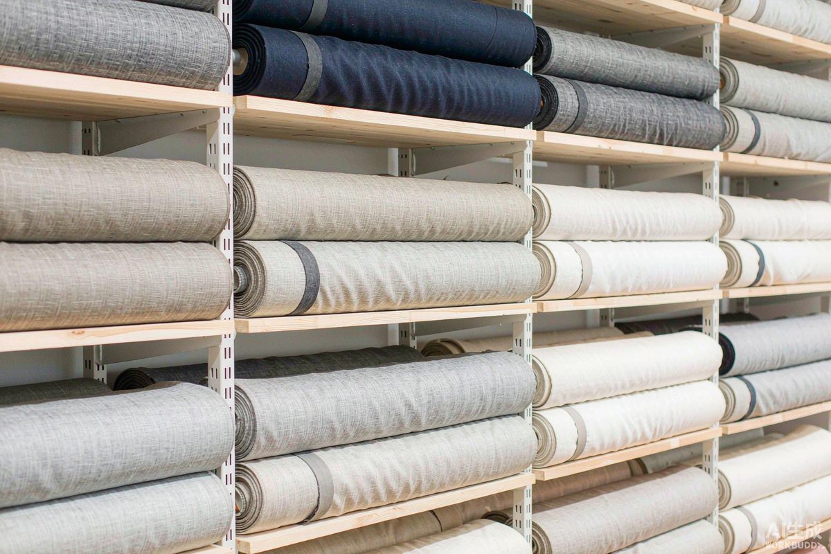 Fabric rolls stored for inspection - GorgeousBen small batch quality control apparel