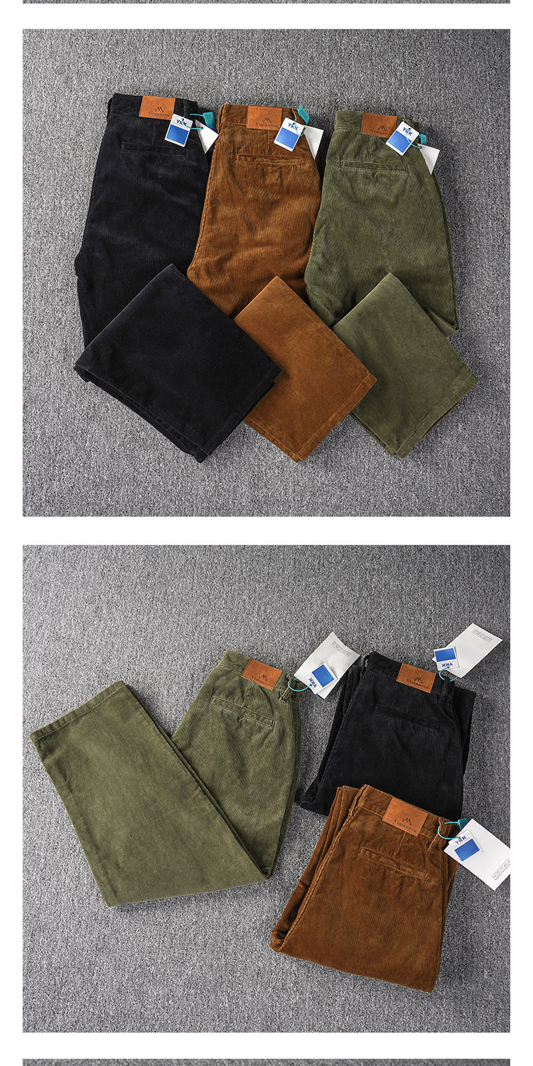Men's Corduroy Single-Pleat Wide Pants - Vintage Japanese Style - Image 7