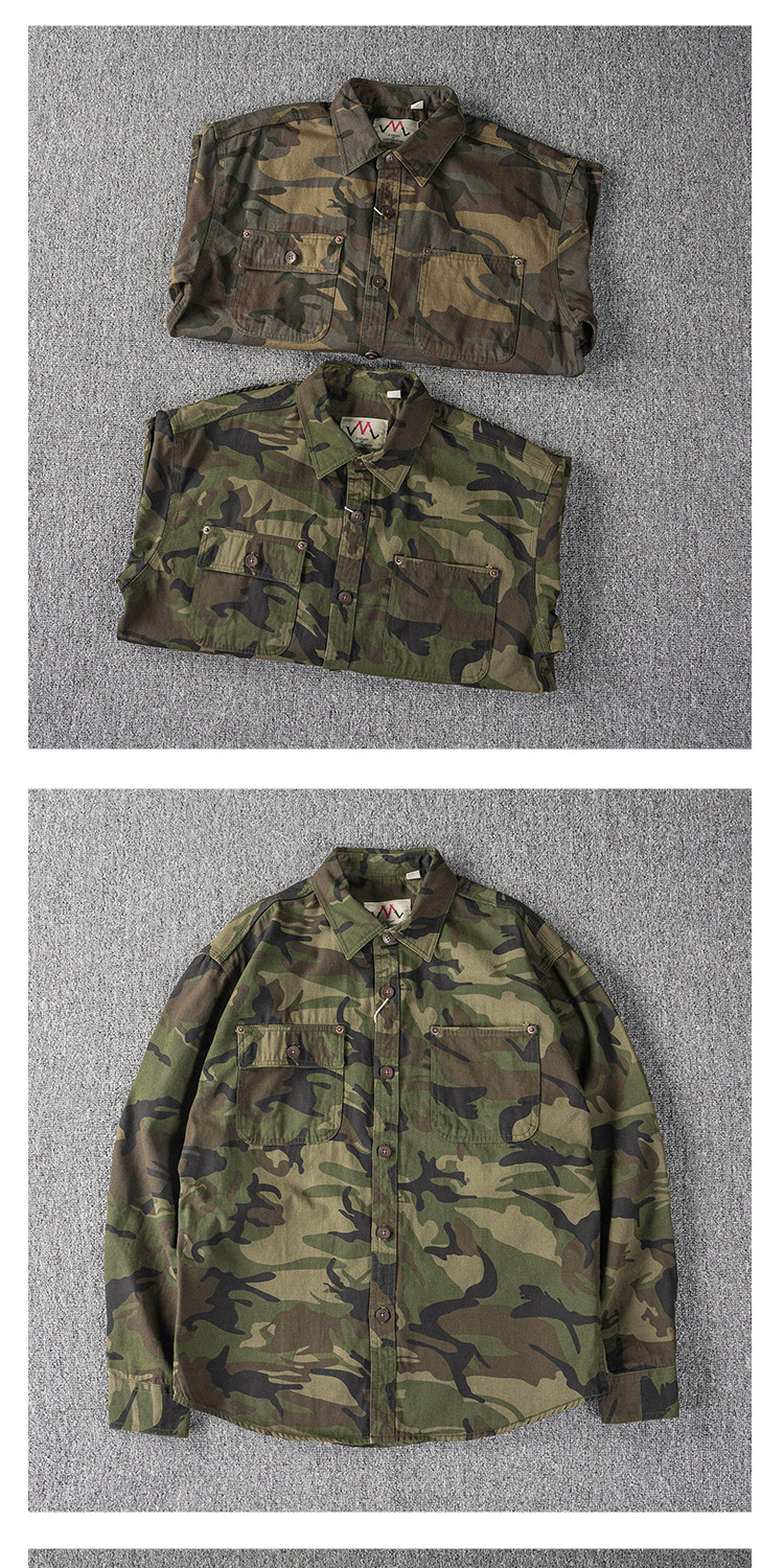 Men's Washed Cotton Camo Long Sleeve Shirt - Workwear - Image 7
