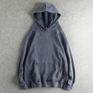 Japanese-Style Trendy Brand 360g Heavyweight Cotton Wax-Dyed Washed Vintage Hooded Sweatshirt Men's Loose Base Shirt Trendy Jacket