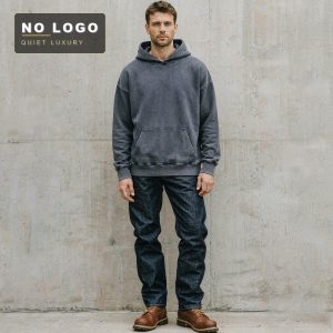 Japanese-Style Trendy Brand 360g Heavyweight Cotton Wax-Dyed Washed Vintage Hooded Sweatshirt Men's Loose Base Shirt Trendy Jacket