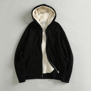 550g Heavyweight Fleece-Lined Embroidered Men's Hooded Sweatshirt Autumn and Winter Warm Fashion Cardigan Jacket Trendy