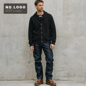 Green Collar Design American-Style Lazy Retro Trendy Men's Knit Sweater Light Business Cardigan Jacket
