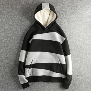 550g Heavyweight Fleece-Lined Thickened Patchwork Design Hoodie for Men, American High Street Fashion Youth Sweatshirt