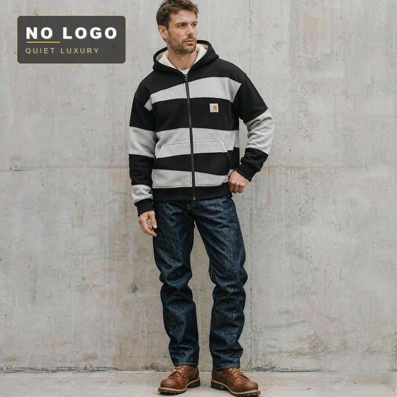 550g Heavyweight Fleece-Lined Thickened Patchwork Design Hoodie for Men, American High Street Fashion Youth Sweatshirt