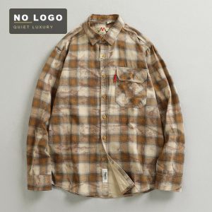 Piped patchwork heavyweight washed denim shirt jacket