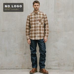 Tie-Dye Plaid Retro Trendy Work Shirt for Men, Woven Cotton, Natural Washed Vintage Spring/Autumn Shirt Jacket
