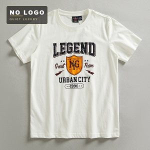 Brushed cotton non-printed crewneck tee