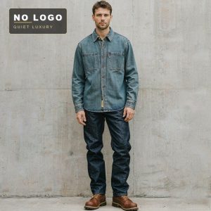 Heavyweight American Nostalgic Retro Denim Shirt for Men, Spring/Autumn Loose Streetwear Long-Sleeve Quality Shirt Jacket