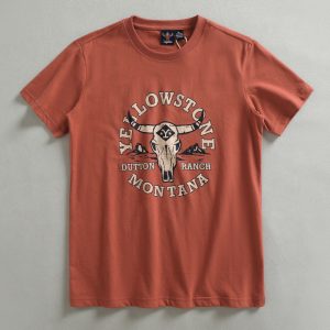 American Retro Bull Head Pattern Short-Sleeve T-Shirt for Men, Brushed Cotton, Comfortable and Trendy American Casual Base Half-Sleeve T-Shirt
