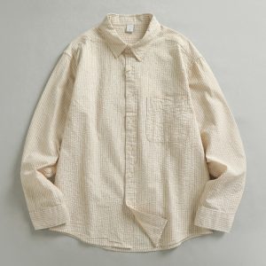 Men's Seersucker Shirt - Embroidered Relaxed Fit