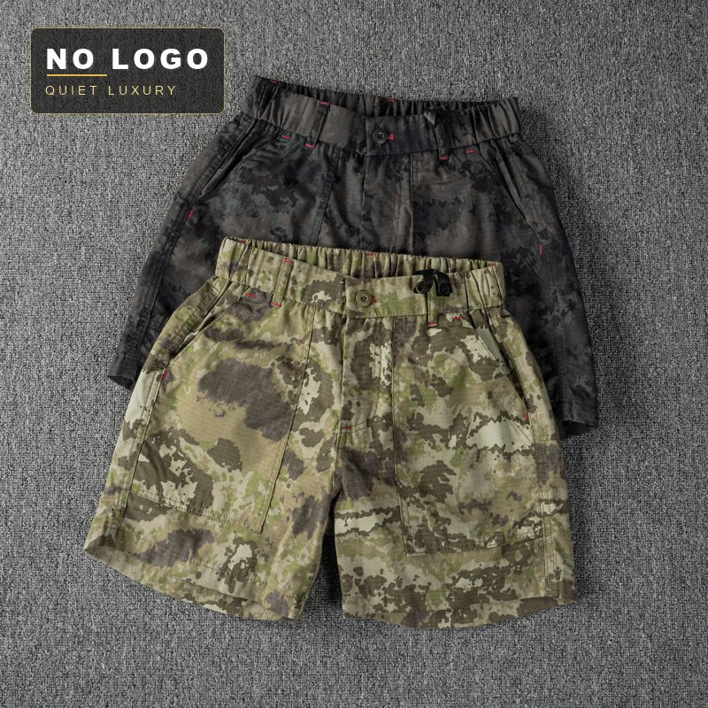 Men's Hiking Camo Cargo Shorts - Washed Cotton - Image 8