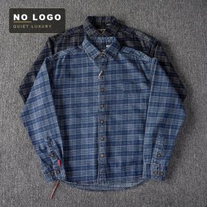 Washed corduroy shirt in deep brown with embroidered detail