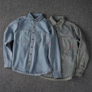 Men's Heavy-Washed Denim Work Shirt - Yarn-Dyed