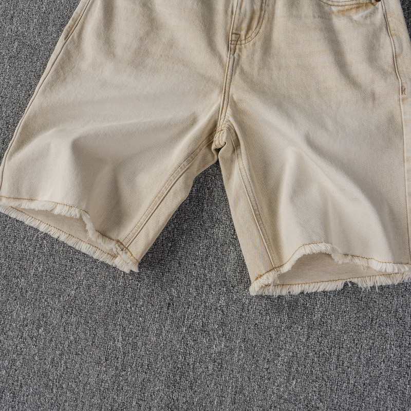 Men's Frayed Hem Denim Shorts - Heavy Wash Bermuda - Image 5