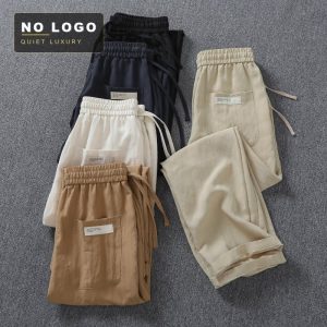 Men's Tencel Linen Blend Wide Leg Pants - Breathable Draped