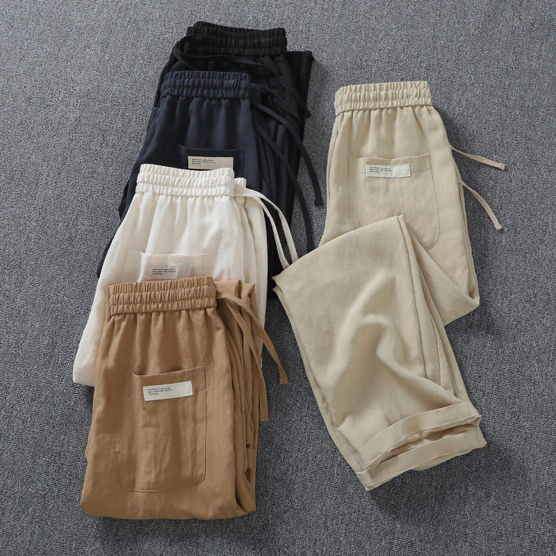 Men's Tencel Linen Blend Wide Leg Pants - Breathable Draped
