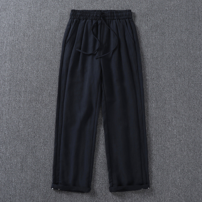 Men's Tencel Linen Blend Wide Leg Pants - Breathable Draped - Image 7