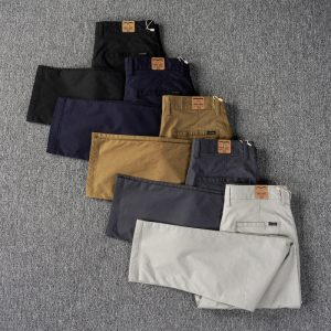 Pantalones delgados, ligeros y lavados para hombre - Chino recto premium