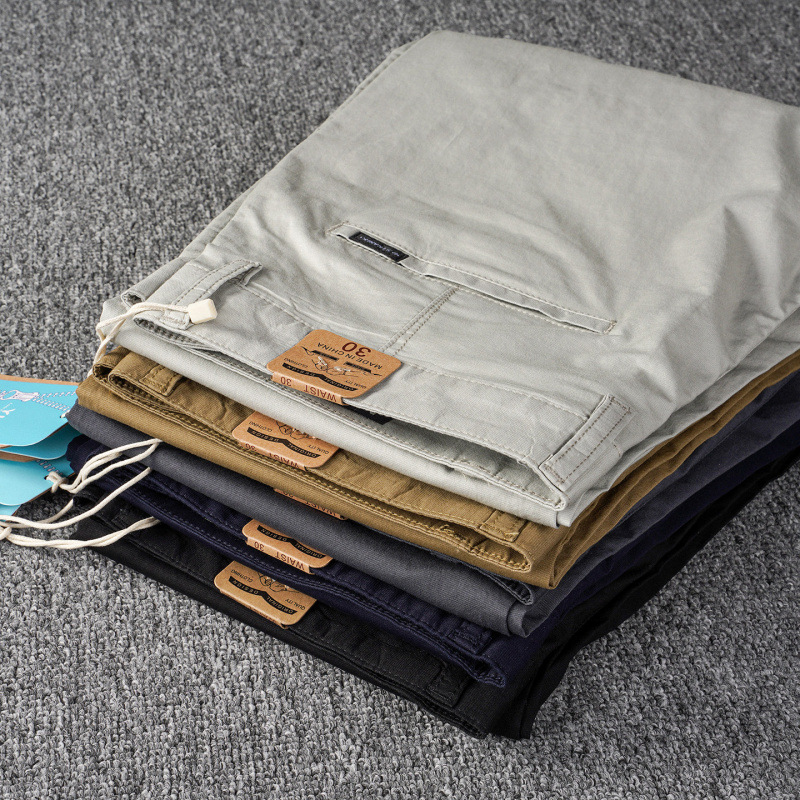 Men's Lightweight Washed Slim Pants - Premium Straight Chino - Image 3