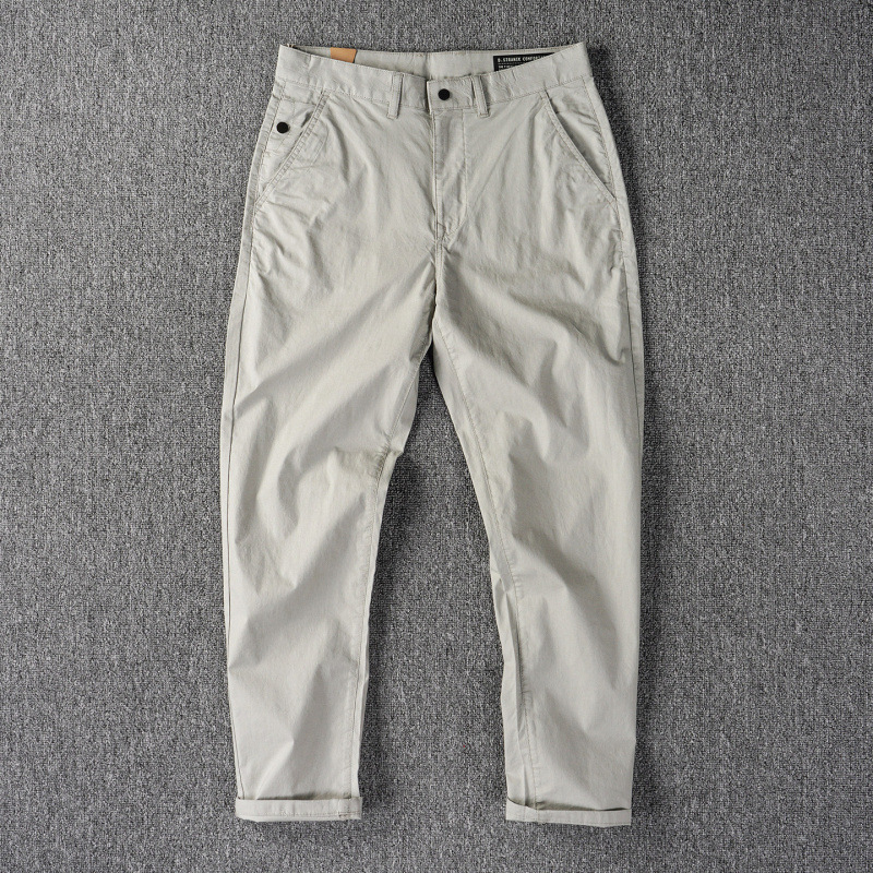 Men's Lightweight Washed Slim Pants - Premium Straight Chino - Image 4