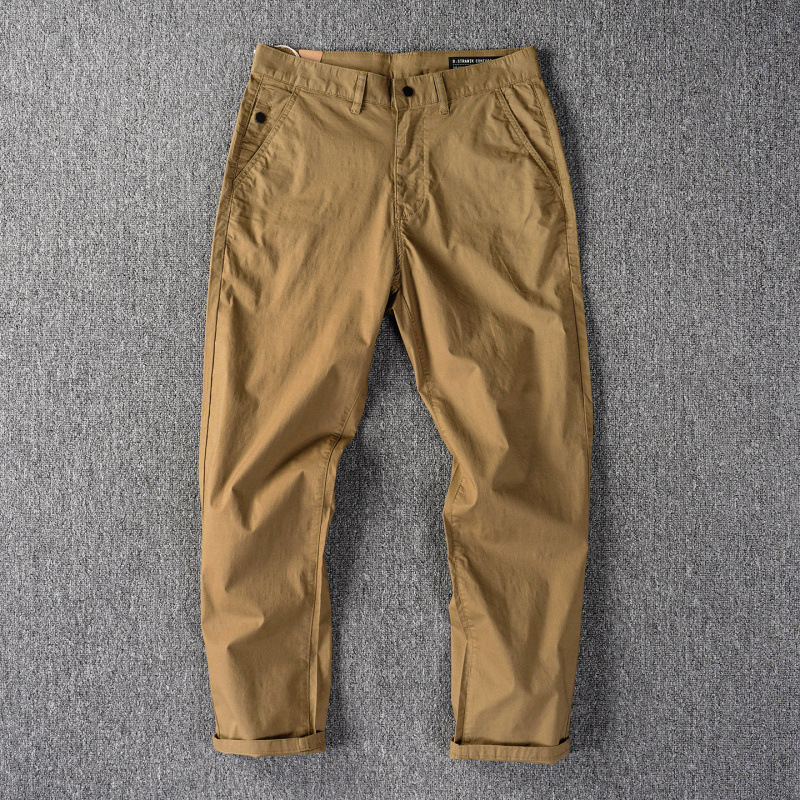 Men's Lightweight Washed Slim Pants - Premium Straight Chino - Image 8