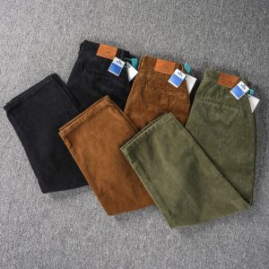 Men's Corduroy Single-Pleat Wide Pants - Vintage Japanese Style