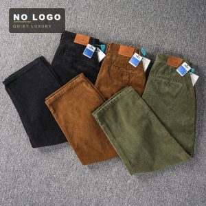 Men's Corduroy Single-Pleat Wide Pants - Vintage Japanese Style