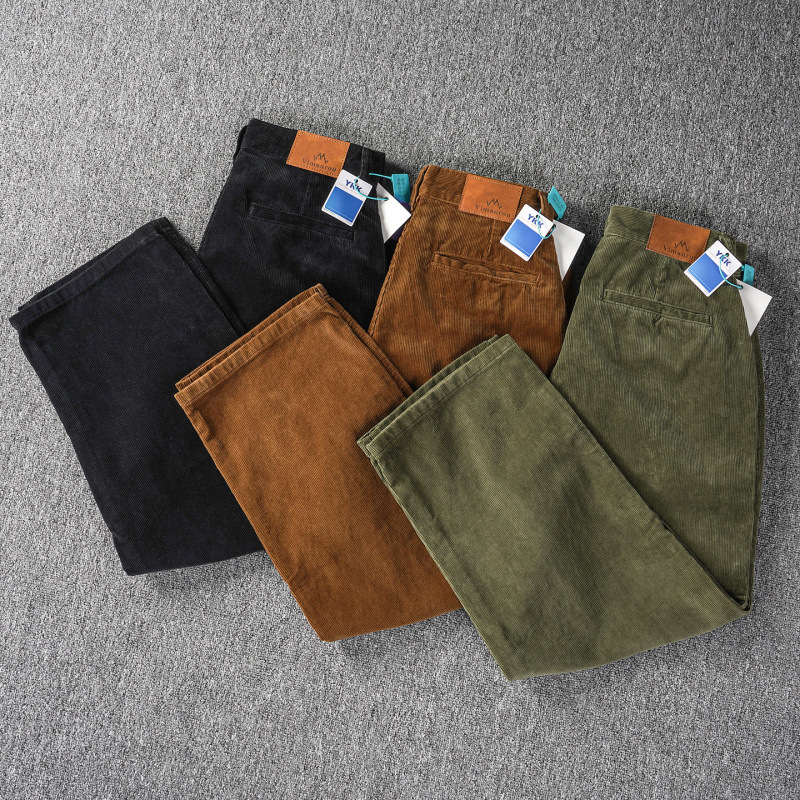 Men's Corduroy Single-Pleat Wide Pants - Vintage Japanese Style