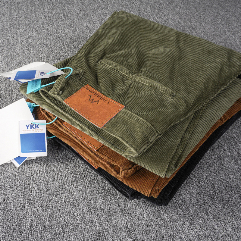 Men's Corduroy Single-Pleat Wide Pants - Vintage Japanese Style - Image 3