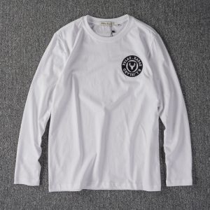 Camiseta de manga larga con insignia bordada para hombre - Equipo de algodón peinado