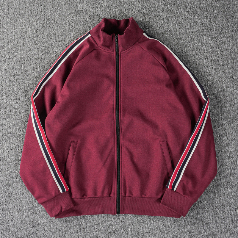 Men's Zip-Up Stand Collar Sweatshirt - High Street Webbing Detail Jacket - Image 5
