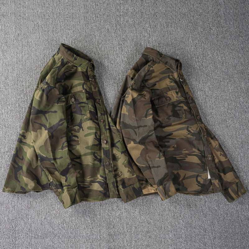 Men's Washed Cotton Camo Long Sleeve Shirt - Workwear