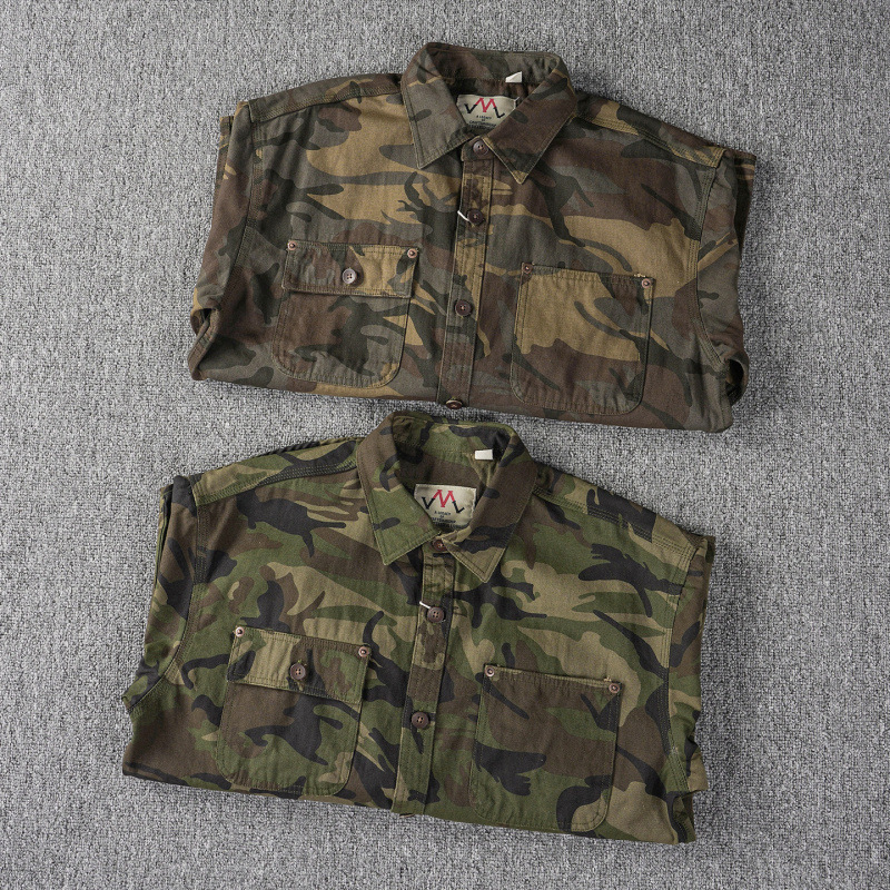 Men's Washed Cotton Camo Long Sleeve Shirt - Workwear - Image 3