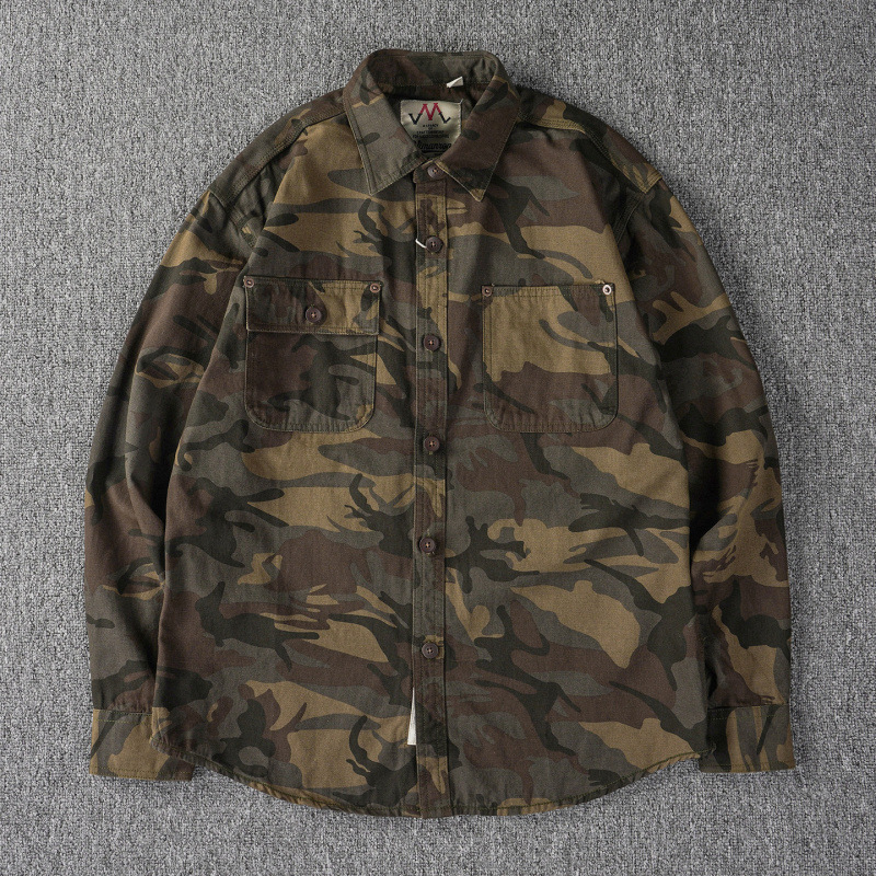 Men's Washed Cotton Camo Long Sleeve Shirt - Workwear - Image 5