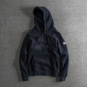 Pull en polaire avec lettres brodées pour hommes - Sweat-shirt d'hiver épais