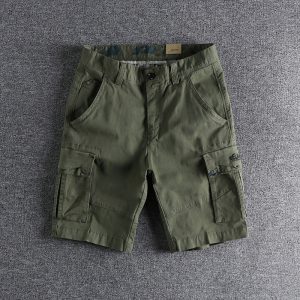 Pocket Embroidered Washed Old American Style Retro Casual Shorts Men's Three-Dimensional Cut Fit Style Tooling Trendy Pants