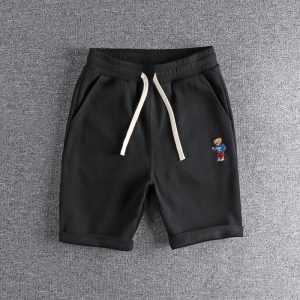 Fun Embroidered Bear Washed Waffle Casual Shorts Men's Summer Breathable All-match European and American-style Youth Pants