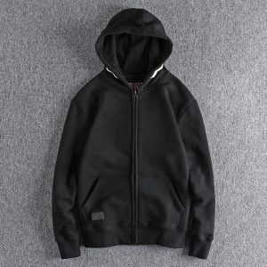 Men's Fleece-Lined Hooded Vest - Retro Sleeveless Zip Hoodie