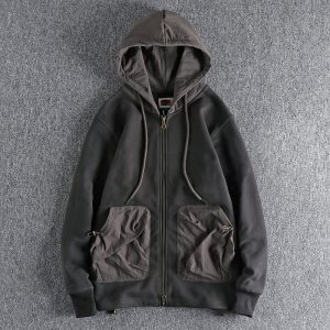 Moletom de lã pesado masculino – Moletom de inverno Techwear