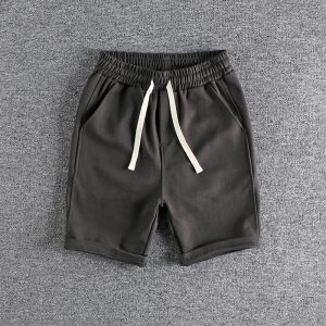 Twill Washed Knitted Fabric Casual Shorts for Men, Spliced Design, European and American Pure Color Versatile Loose Sports Pants