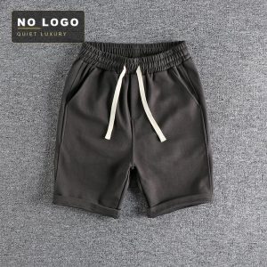 Twill Washed Knitted Fabric Casual Shorts for Men, Spliced Design, European and American Pure Color Versatile Loose Sports Pants
