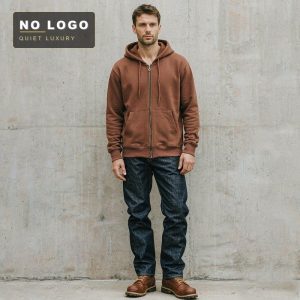 Men's Fleece-Lined Zip Hoodie - Vintage Brick Red Winter Sweatshirt