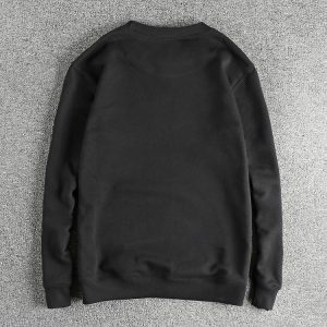 Col rond graphique rétro pour hommes - Sweat-shirt à manches longues en coton éponge