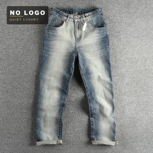 White Dressed Design Sense American Style High Street Retro Trendy Jeans Men's Loose Straight All-match Youth Long Pants