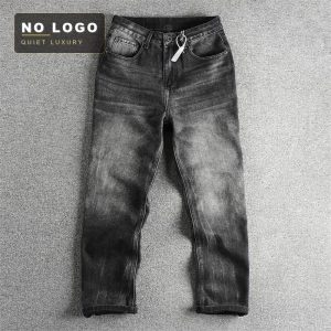 Heavy Washed Old Black Grey American Style Retro Jeans Men's Loose Straight Trendy Fashionable Youth Long Pants