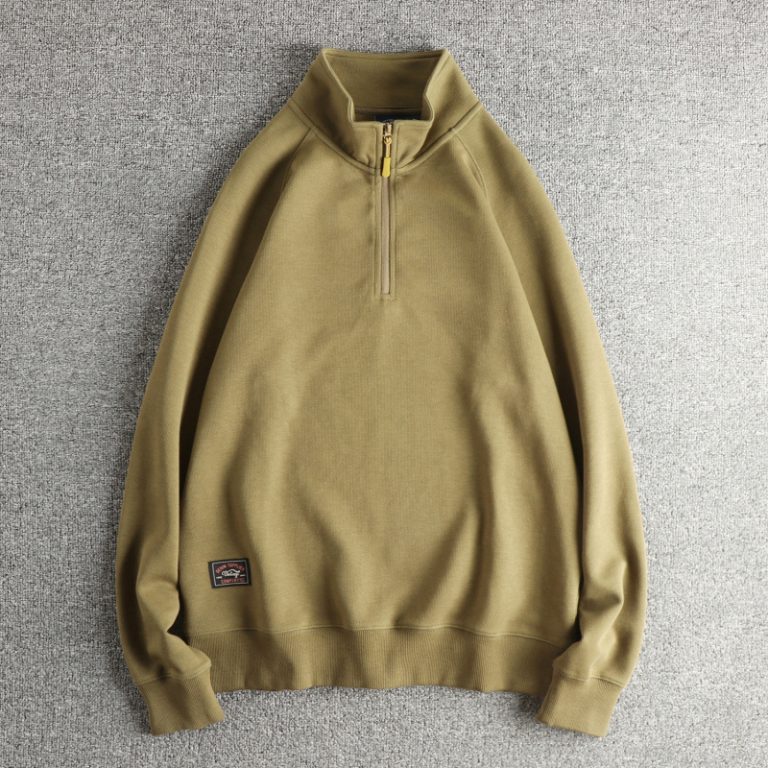350g air cotton half-zip stand collar sweatshirt in heavyweight fleece