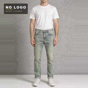 Vintage Blue Washed Distressed Spring and Summer New Men's Slim Fit Skinny American Trendy Youth Tapered Jeans