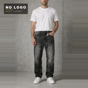 Heavy Washed Old Black Grey American Style Retro Jeans Men's Loose Straight Trendy Fashionable Youth Long Pants