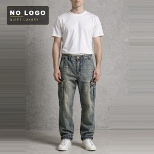 Vintage Blue Washed Old Hong Kong Style Trendy Tooling Jeans Men's Loose Tapered All-match Youth Pants Boots Pants